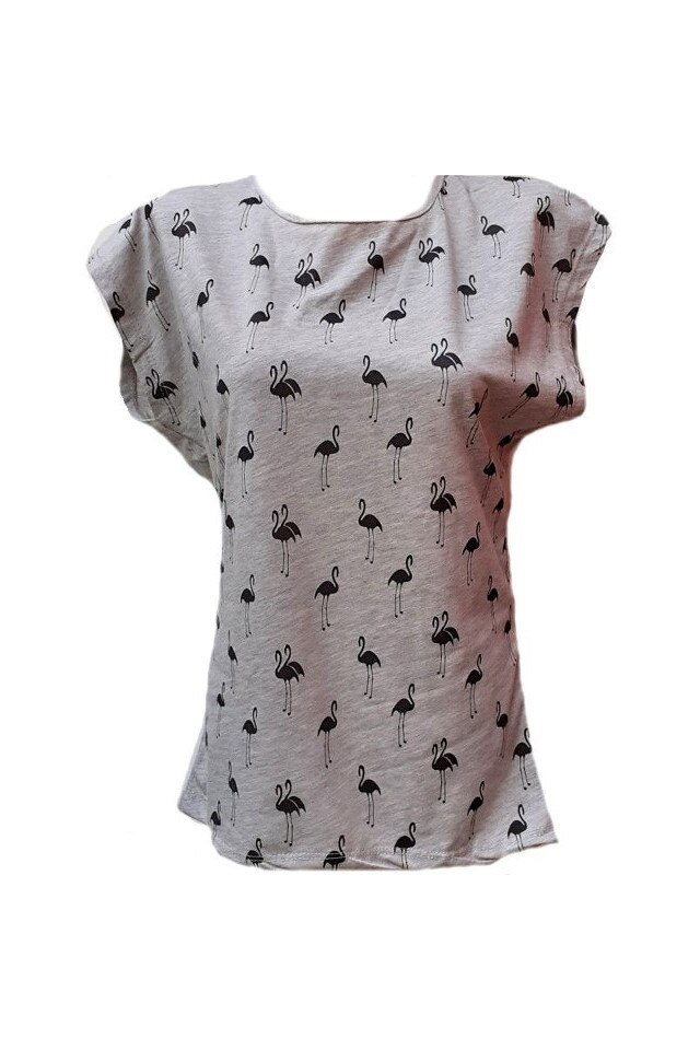 Tricou Flamingos B003A culoare gri