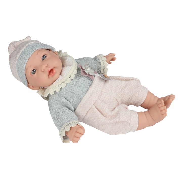 Papusa Mappy - Baby so lovely, cu accesorii si senzor temperatura, alb/bleu, 28 cm