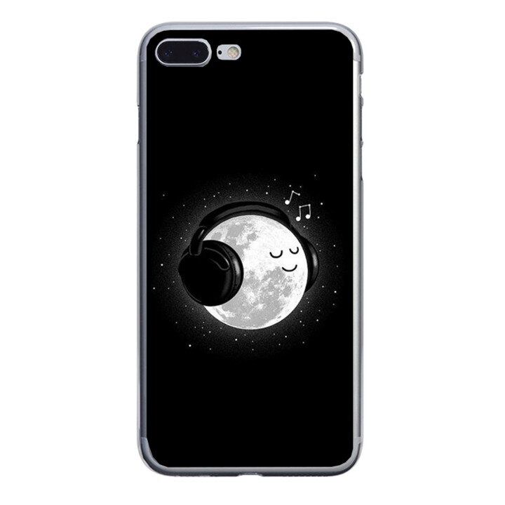 Husa silicon neagra iPhone 7 plus Moon and Music