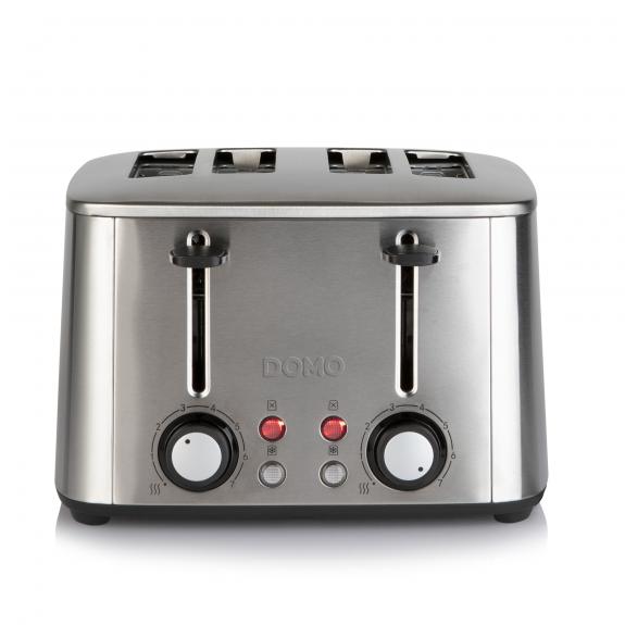 Prajitor de paine din otel inoxidabil Domo DO969T, 4 Felii, 7 Nivele prajire, Tava pentru firmituri, Putere 1600 W