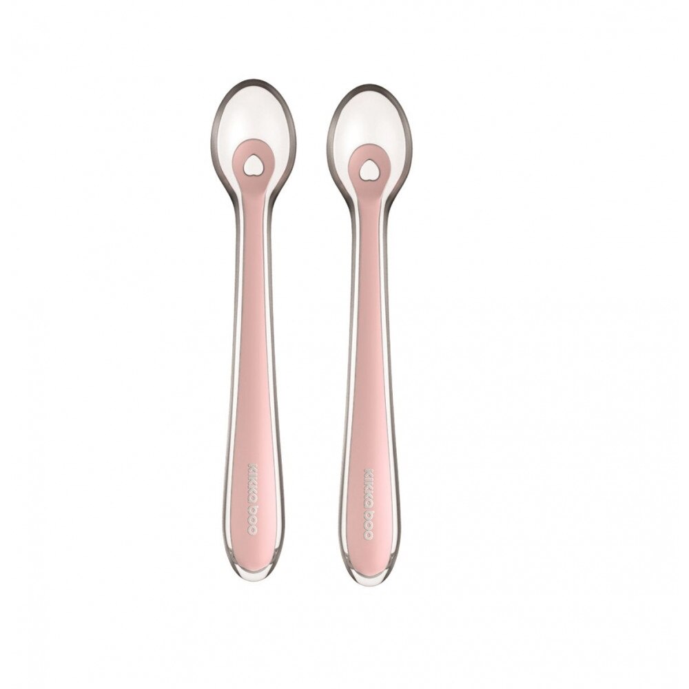 Set 2 lingurite din silicon si cutiuta depozitare Pink