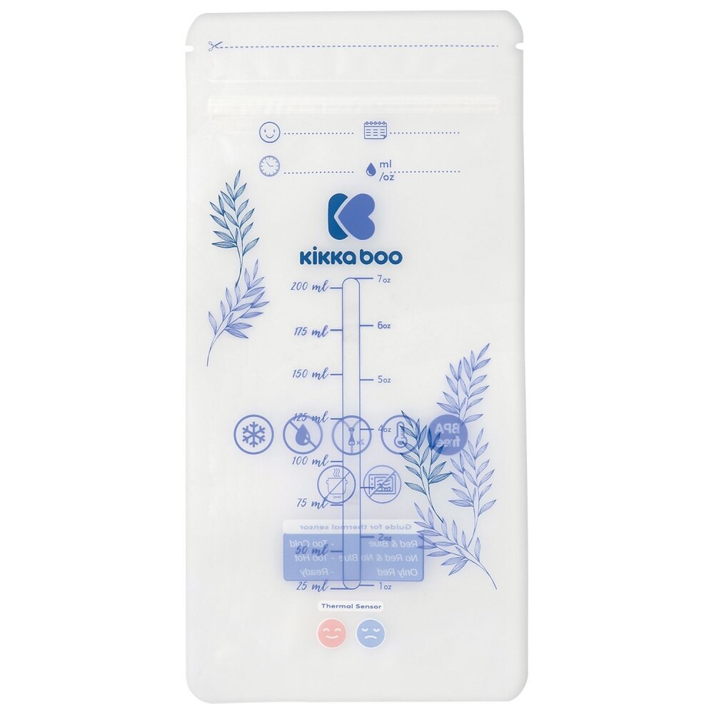 Pungi cu senzor de temperatura pentru stocarea laptelui matern 50buc