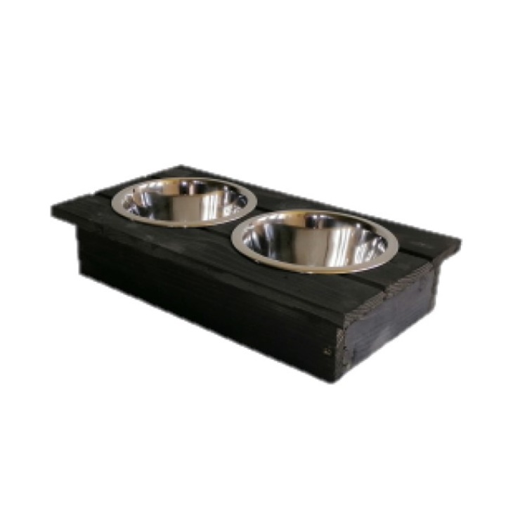 Set 2 x Bol pentru animale de companie, Negru/Argintiu