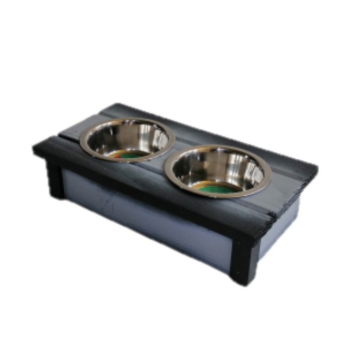 Set 2 x Bol pentru animale de companie, Negru/Argintiu