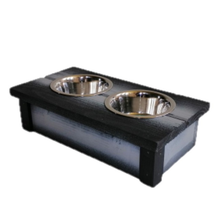 Set 2 x Bol pentru animale de companie, Negru/Argintiu