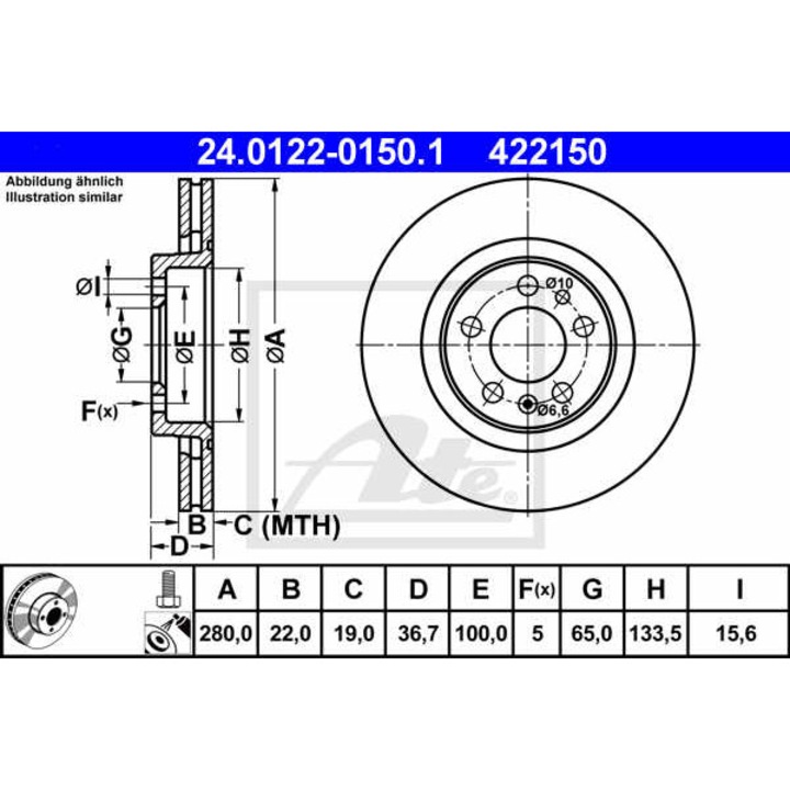 Спирачен диск SKODA OCTAVIA Combi 1U5 ATE 24012201501