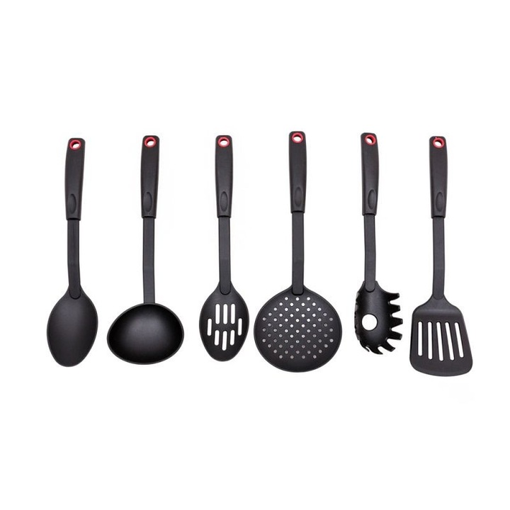 Set 7 ustensile de bucatarie Renberg, Teflon, Negru