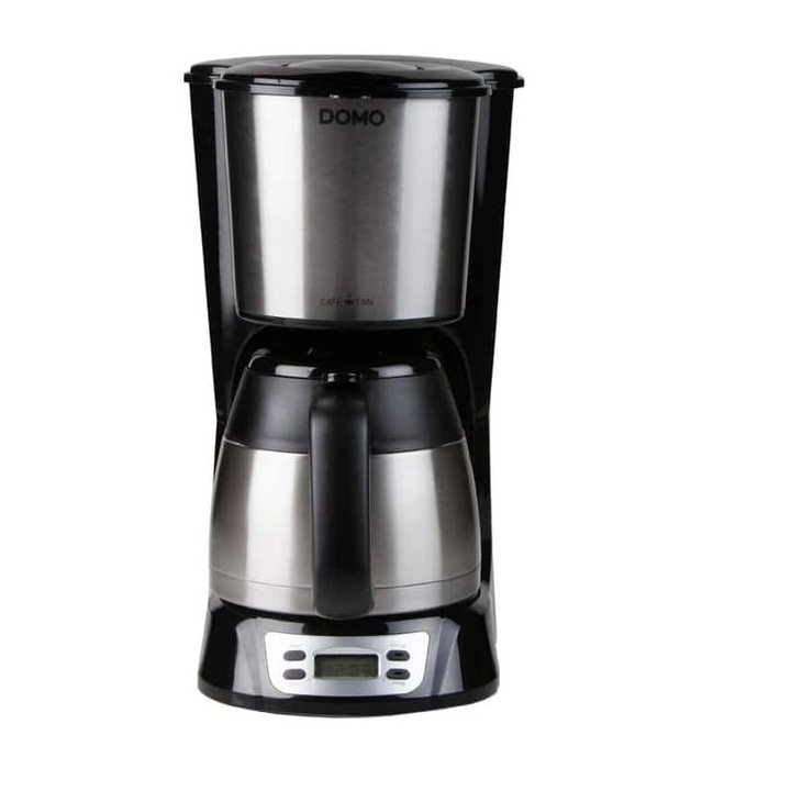 Кафеварка с програмиране и Domo Thermos Cup DO709K, Капацитет 10 чаши, Програмиране, Таймер, LCD екран, Неръждаема стомана