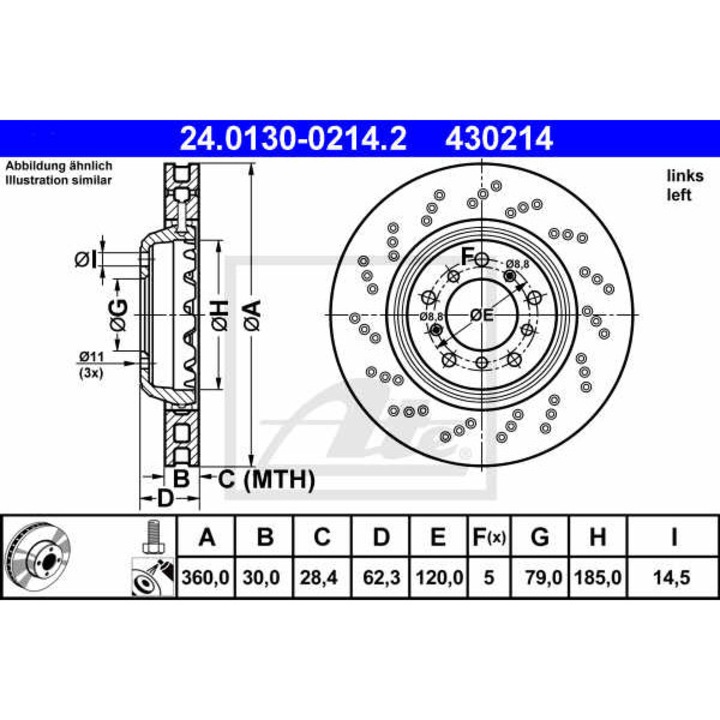 Спирачен диск BMW 3 чаши E92 ATE 24013002142