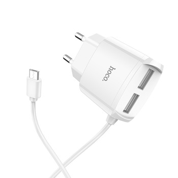 Incarcator priza Hoco 2.1A 2X Usb ,dual,cablu type-c inclus,C59A,alb Incarcator priza Hoco 2.1A 2X Usb ,dual,cablu type-c inclus,C59A,alb