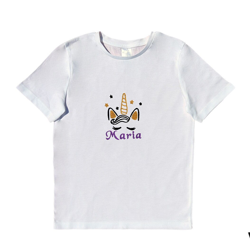 Tricou copii, LWS, bumbac organic, brodat, model unicorn Maria, Alb