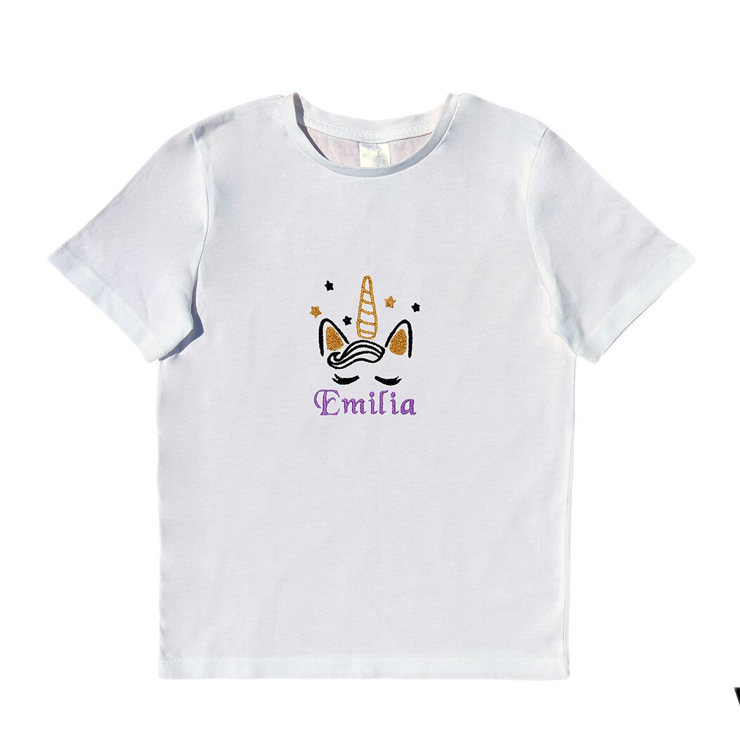 Tricou copii, LWS, bumbac organic, brodat, model unicorn Emilia, Alb