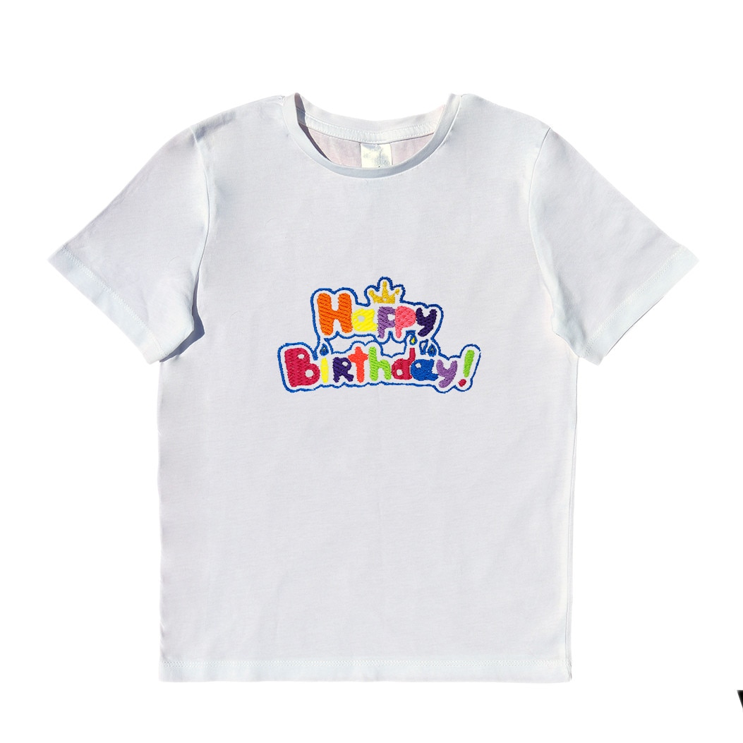 Tricou copii, LWS, bumbac organic, brodat, model La multi ani coroana, Alb