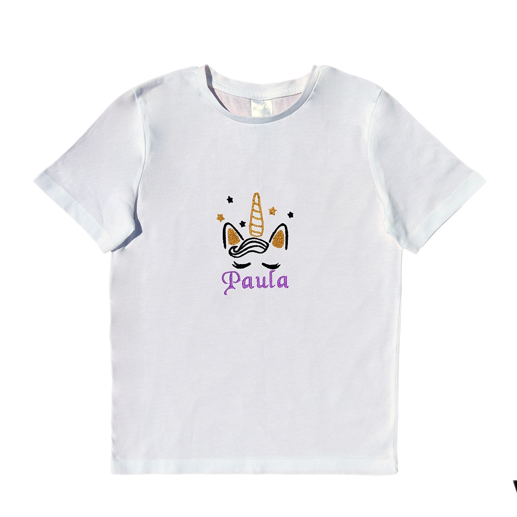 Tricou copii, LWS, bumbac organic, brodat, model unicorn Paula, Alb
