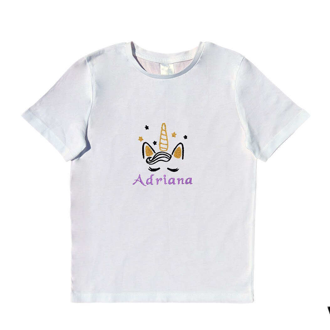 Tricou copii, LWS, bumbac organic, brodat, model unicorn Adriana, Alb
