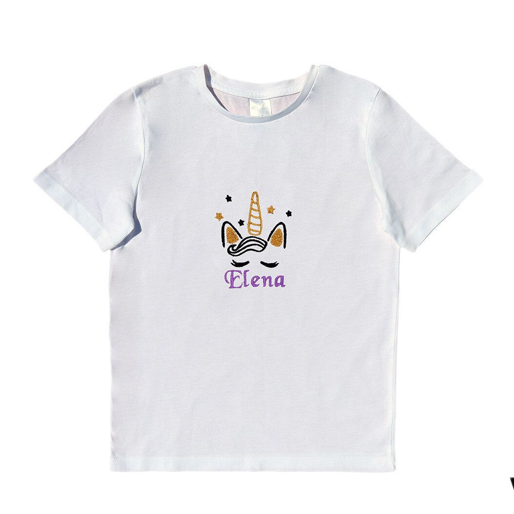 Tricou copii, LWS, bumbac organic, brodat, model unicorn Elena, Alb