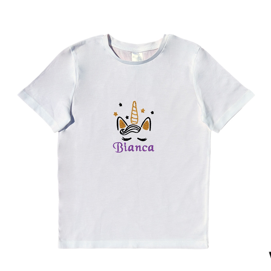Tricou copii, LWS, bumbac organic, brodat, model unicorn Bianca, Alb