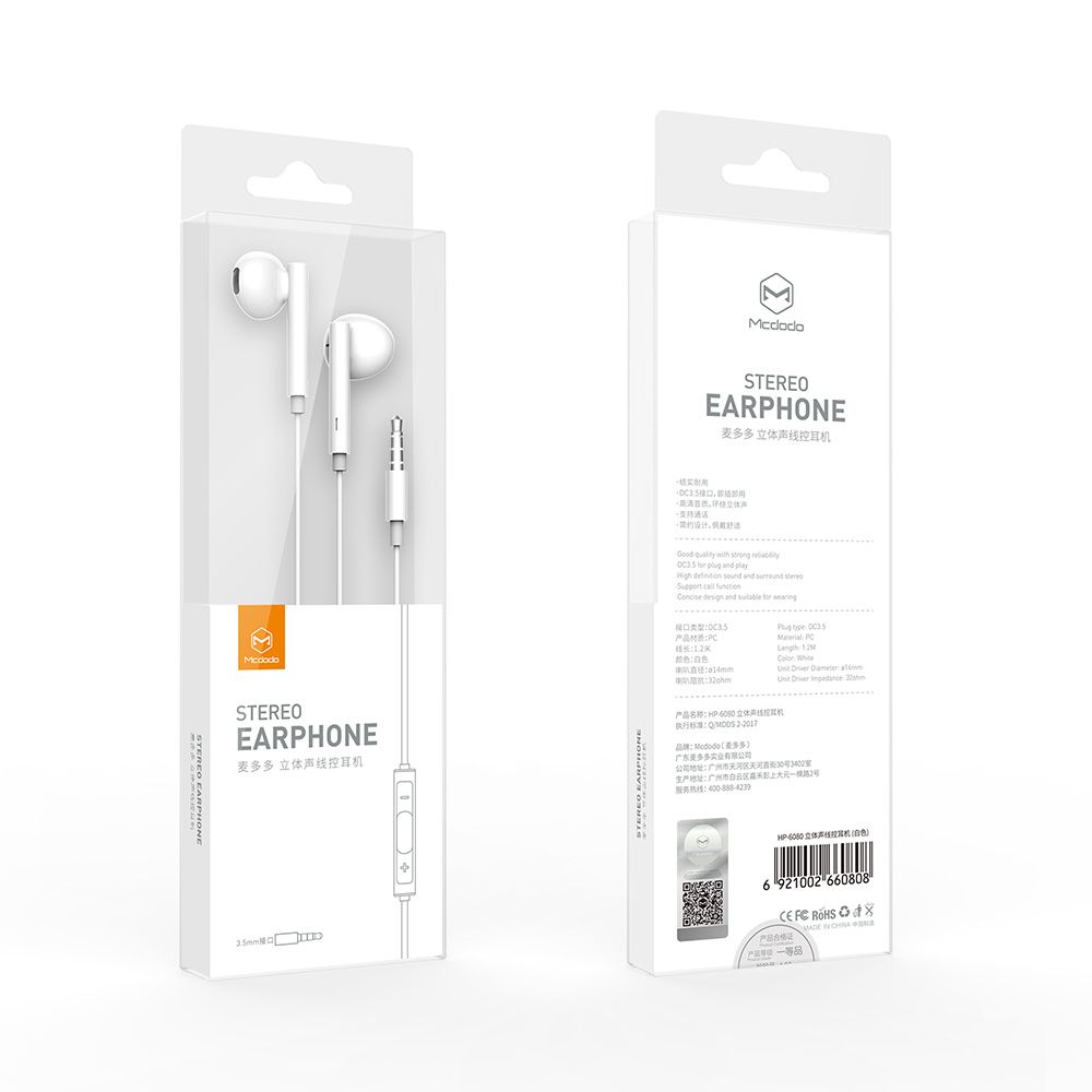 Casti audio Mcdodo Element Series Jack 3.5mm, White