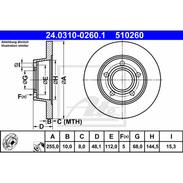 Спирачен диск AUDI A6 4B2 C5 ATE 24031002601