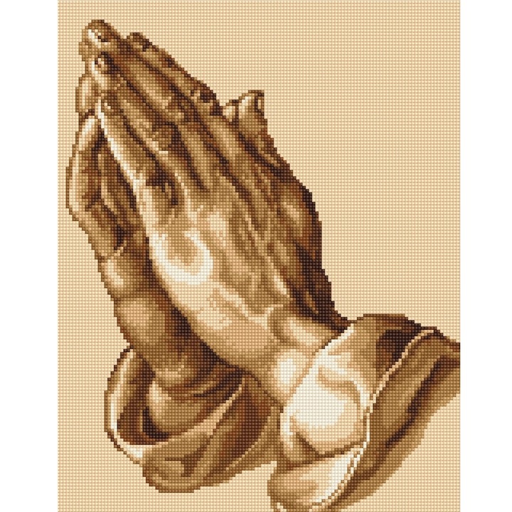 Set goblen de cusut, cu diagrama, Maini rugandu-se, 14x16cm