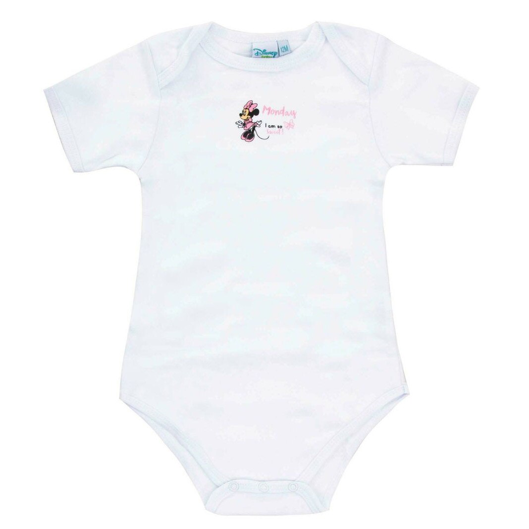 Body maneca scurta, Minnie, Monday, alb