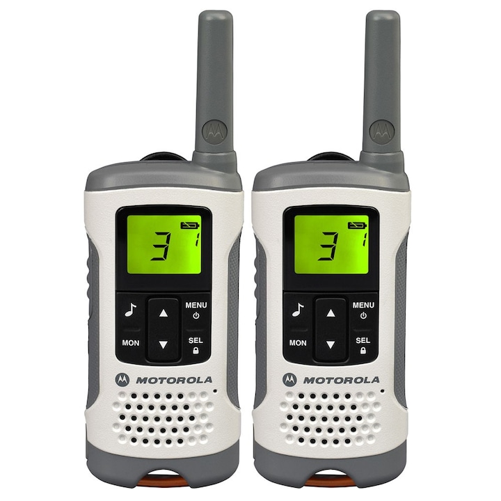 Walkie-Talkie Motorola TLKR T50 hordozható rádióállomás, 2 darab, Fehér/Szürke