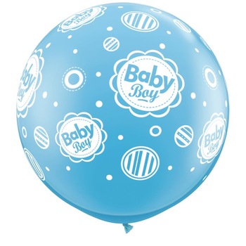 Set 2 Baloane jumbo 36'' bleu inscriptionat Baby Boy, Qualatex Set 2 Baloane jumbo 36'' bleu inscriptionat Baby Boy, Qualatex
