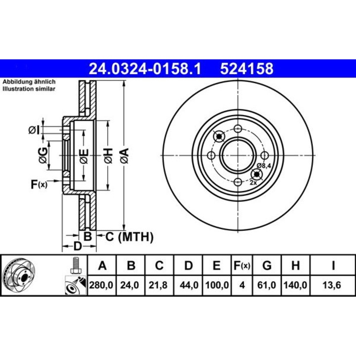 Спирачен диск RENAULT KANGOO KC0 1 ATE 24032401581