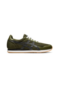 ASICS Tiger, Pantofi sport de plasa, cu insertii de piele ecologica, pentru alergare Tiger, Verde militar/Gri inchis, 4 ASICS Tiger, Pantofi sport de plasa, cu insertii de piele ecologica, pentru alergare Tiger, Verde militar/Gri inchis, 4