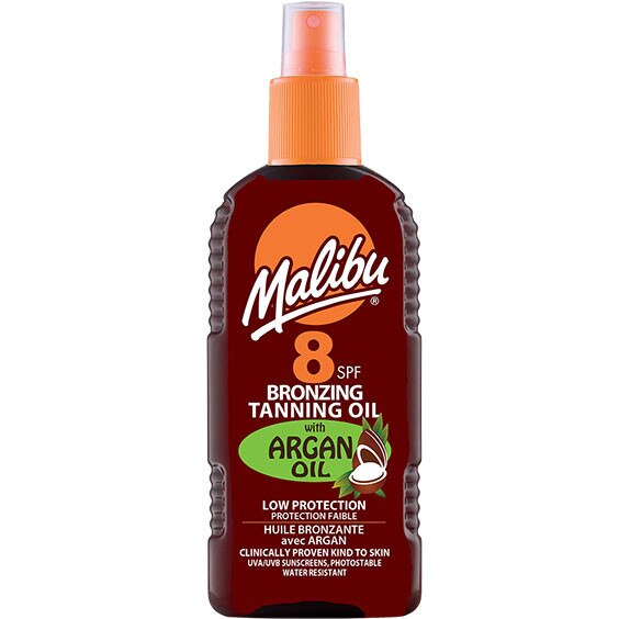 Ulei De Plaja Accelerator MALIBU Bronzing Tanning Oil cu Ulei de Argan, SPF8, 200 ml