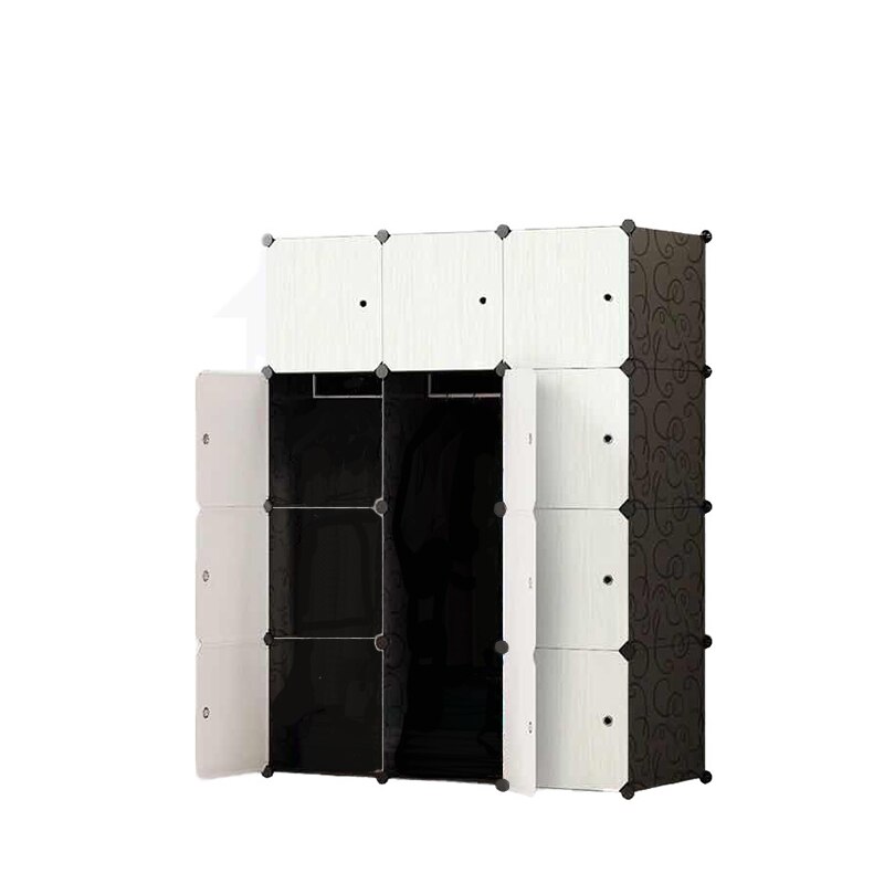 Dulap modular din plastic cu schelet metalic, D2676N, culoare Alb/Negru, 147x111x37 cm