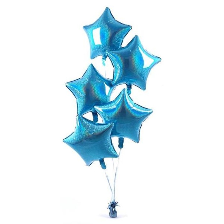 Buchet 5 baloane folie stele, Baby Shower Albastru, Stars Magic,18 inch