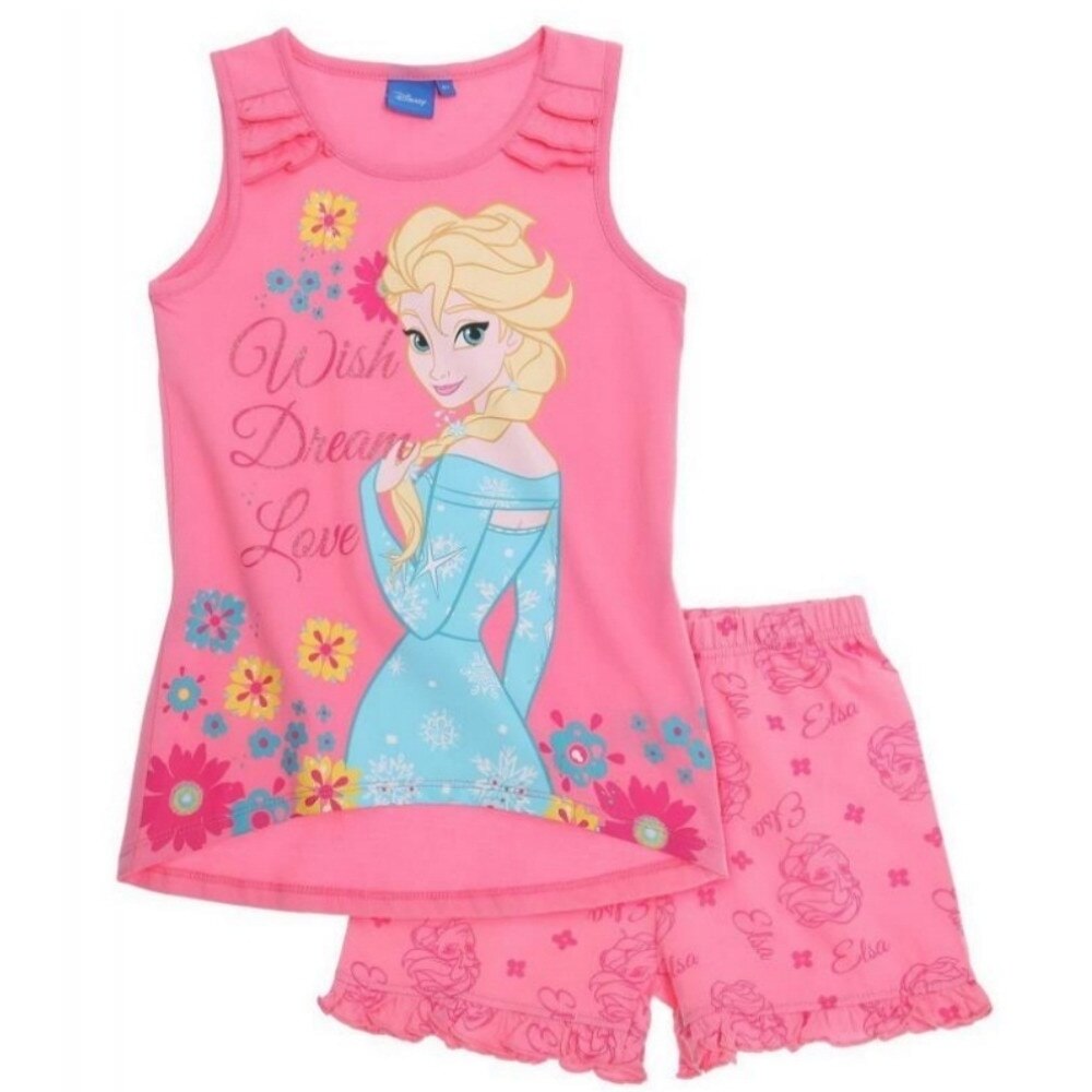 Pijama Frozen, pantaloni scurti, Roz