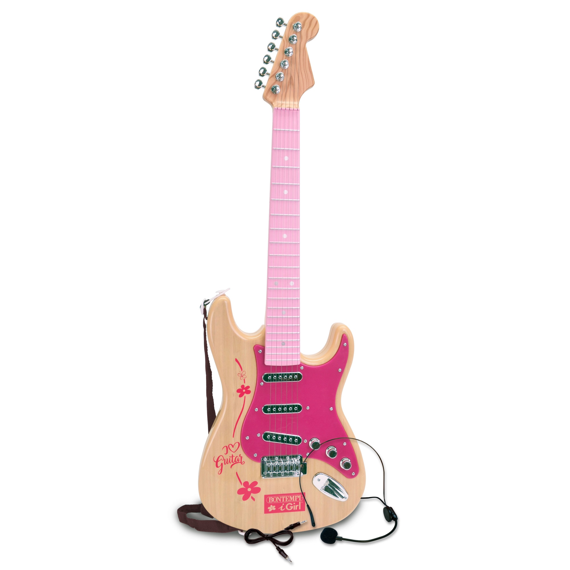 Chitara Roz Electronica Rock Bontempi cu casti si Microfon - eMAG.ro