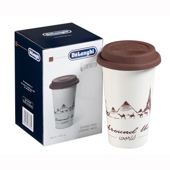 Cana termica De'Longhi THE GLOBETROTTE, Ceramica, Perete dublu, 300 ml Cana termica De'Longhi THE GLOBETROTTE, Ceramica, Perete dublu, 300 ml