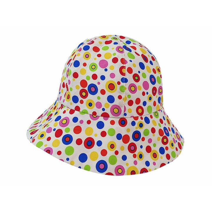 Palarie cu buline de vara pentru fetite, KidsDecor, Alb/Multicolor