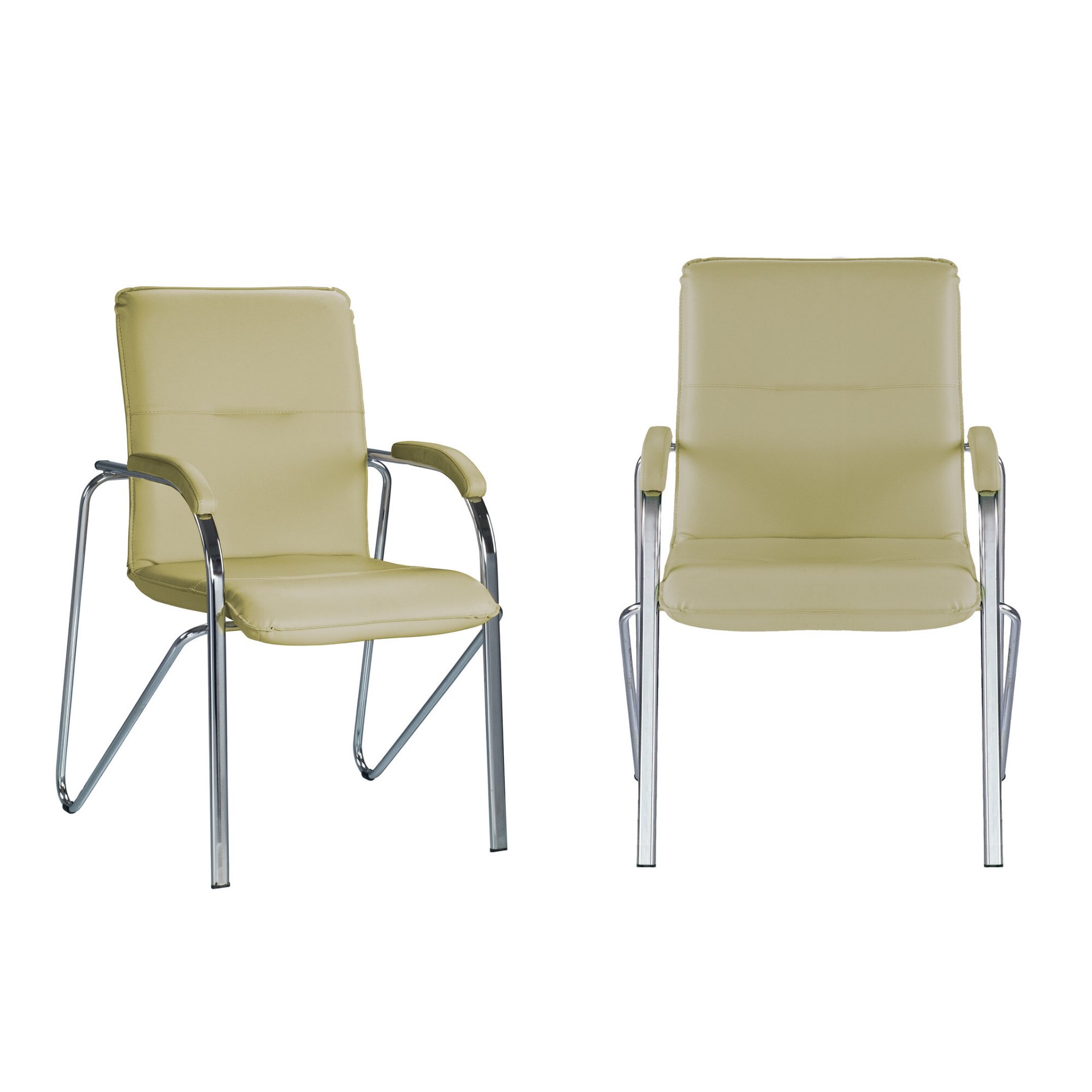 Set 2 scaune vizitator SAMBA Soft, Oliv piele ecologica, Ergonica