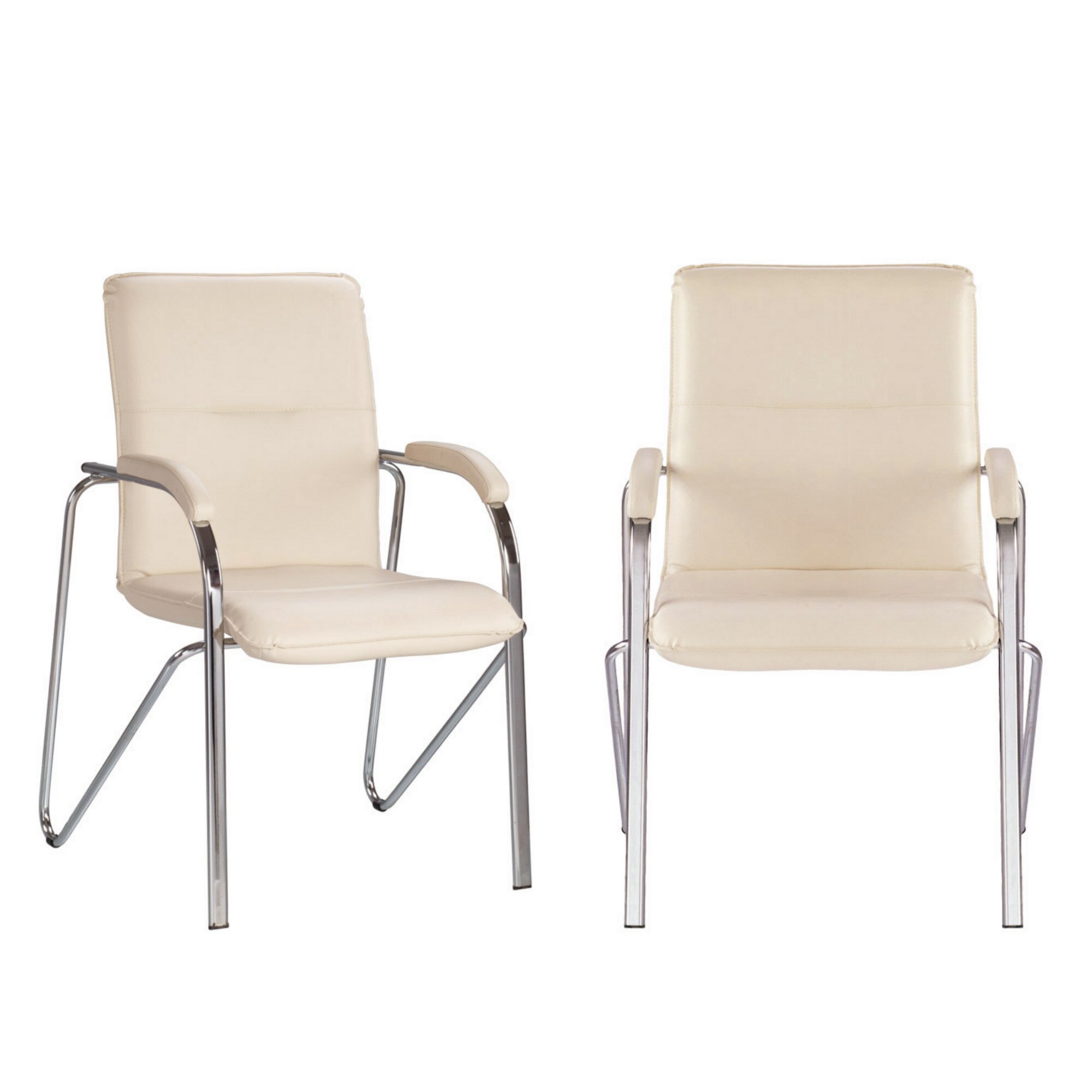 Set 2 scaune vizitator Samba Soft, Crem piele naturala, Ergonica