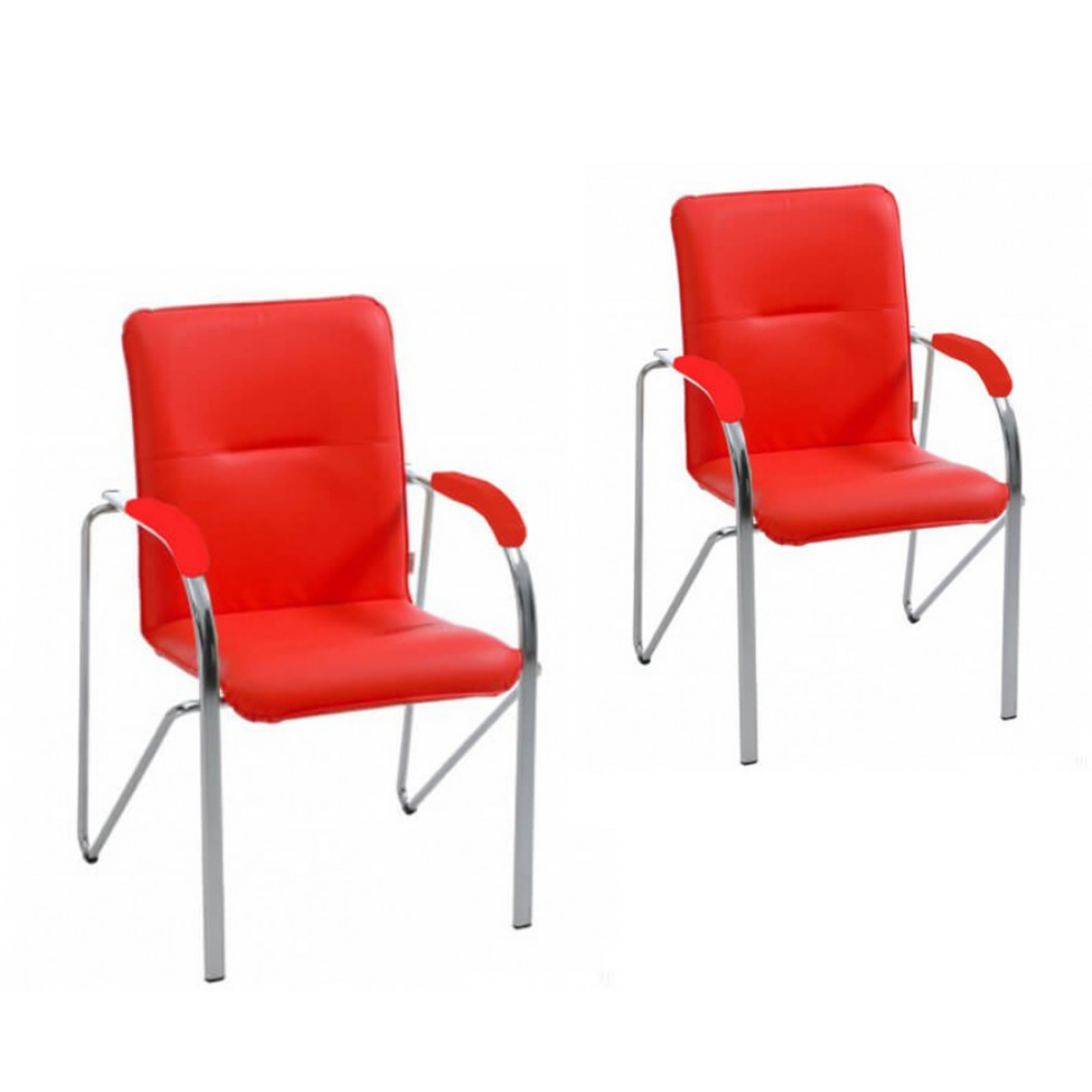 Set 2 scaune vizitator SAMBA Soft, Rosu piele ecologica, Ergonica