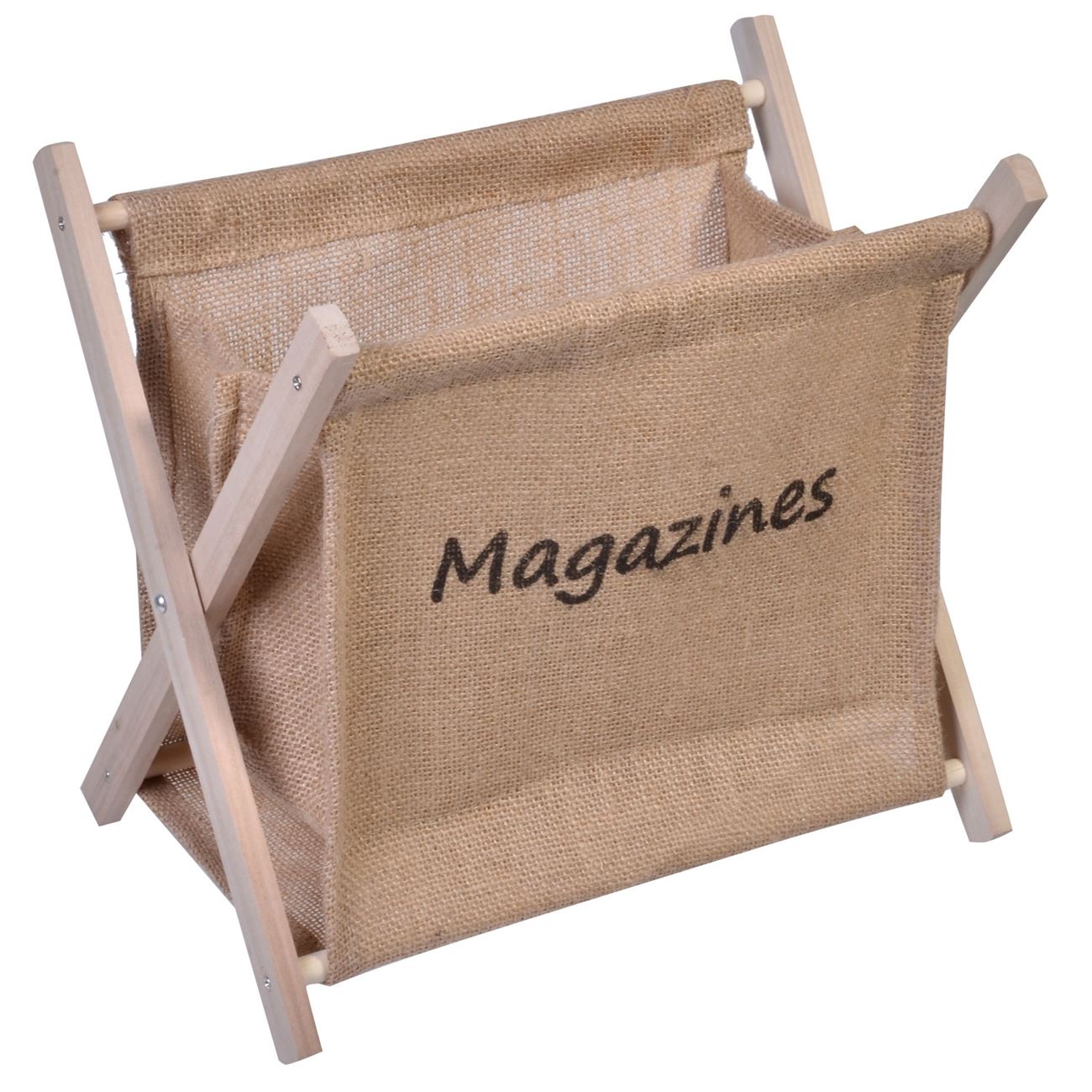 Cos de lemn bej Magazines, DecorCasa, 32.5 x 22 x 29.5 cm
