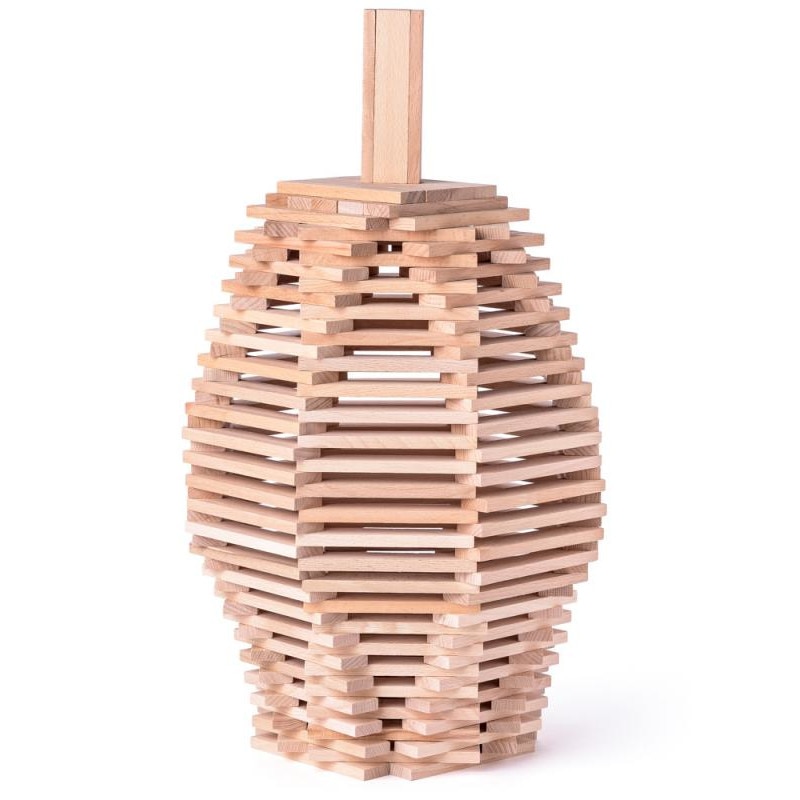 Cuburi de constructii din lemn 200 piese, Woodyland Karla, natur