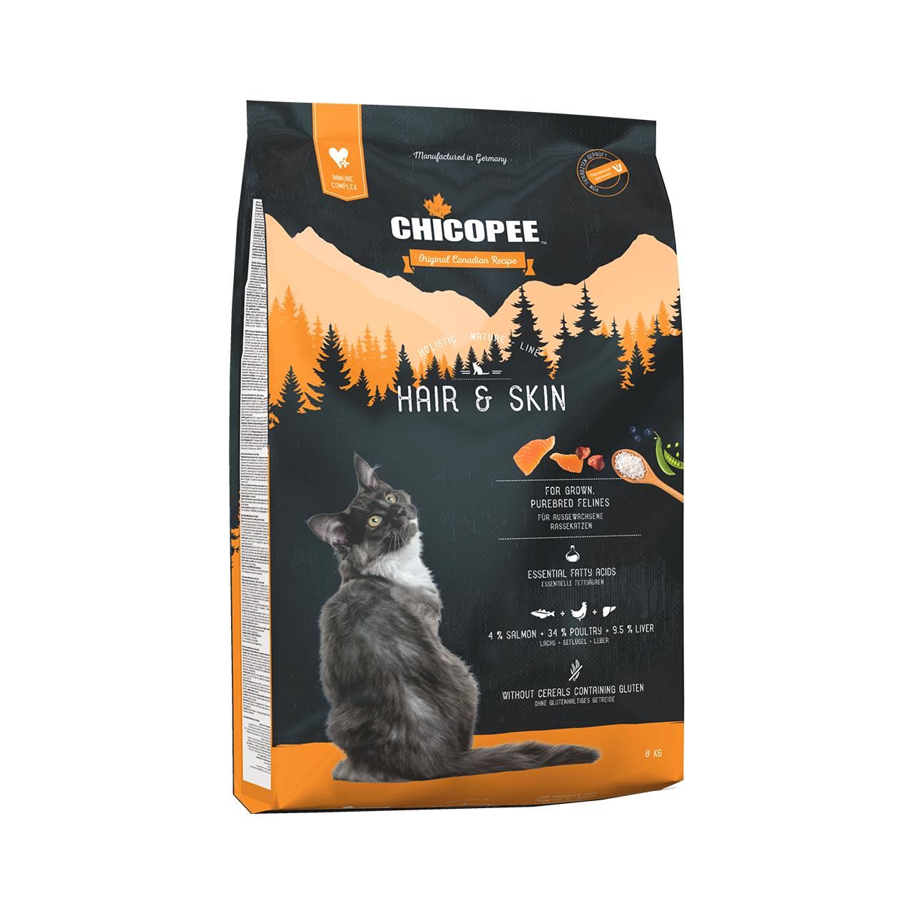 Hrana uscata pentru pisici Chicopee Cat HNL Hair&Skin, 8 kg