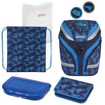 Ghiozdan Herlitz, echipat, softflex plus (penar echipat 17 piese, sac sport, cutie sandwich, suport pp caiete/carti), dimensiune 40 x 28 x 21 cm, motiv dino Ghiozdan Herlitz, echipat, softflex plus (penar echipat 17 piese, sac sport, cutie sandwich, suport pp caiete/carti), dimensiune 40 x 28 x 21 cm, motiv dino