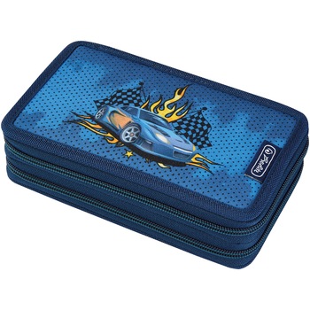 Penar Herlitz, echipat 2 compartimente 23 piese dimensiune 19,3x11,5x4,5 cm, motiv race car Penar Herlitz, echipat 2 compartimente 23 piese dimensiune 19,3x11,5x4,5 cm, motiv race car