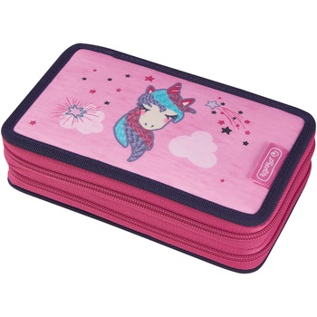 Penar Herlitz, echipat 2 compartimente 23 piese dimensiune 19,3x11,5x4,5 cm, motiv unicorn Penar Herlitz, echipat 2 compartimente 23 piese dimensiune 19,3x11,5x4,5 cm, motiv unicorn
