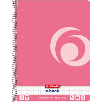 Caiet Herlitz, A4, 80 file, cu spirala, patratele perforat, culoare roz indonezia Caiet Herlitz, A4, 80 file, cu spirala, patratele perforat, culoare roz indonezia