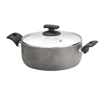 Oala Olympia, cu capac, multistratificata, aluminiu special pentru alimente, fara Acid Perfluorooctanoic, fara nichel, cu particule minerale, gri, 24 cm Oala Olympia, cu capac, multistratificata, aluminiu special pentru alimente, fara Acid Perfluorooctanoic, fara nichel, cu particule minerale, gri, 24 cm