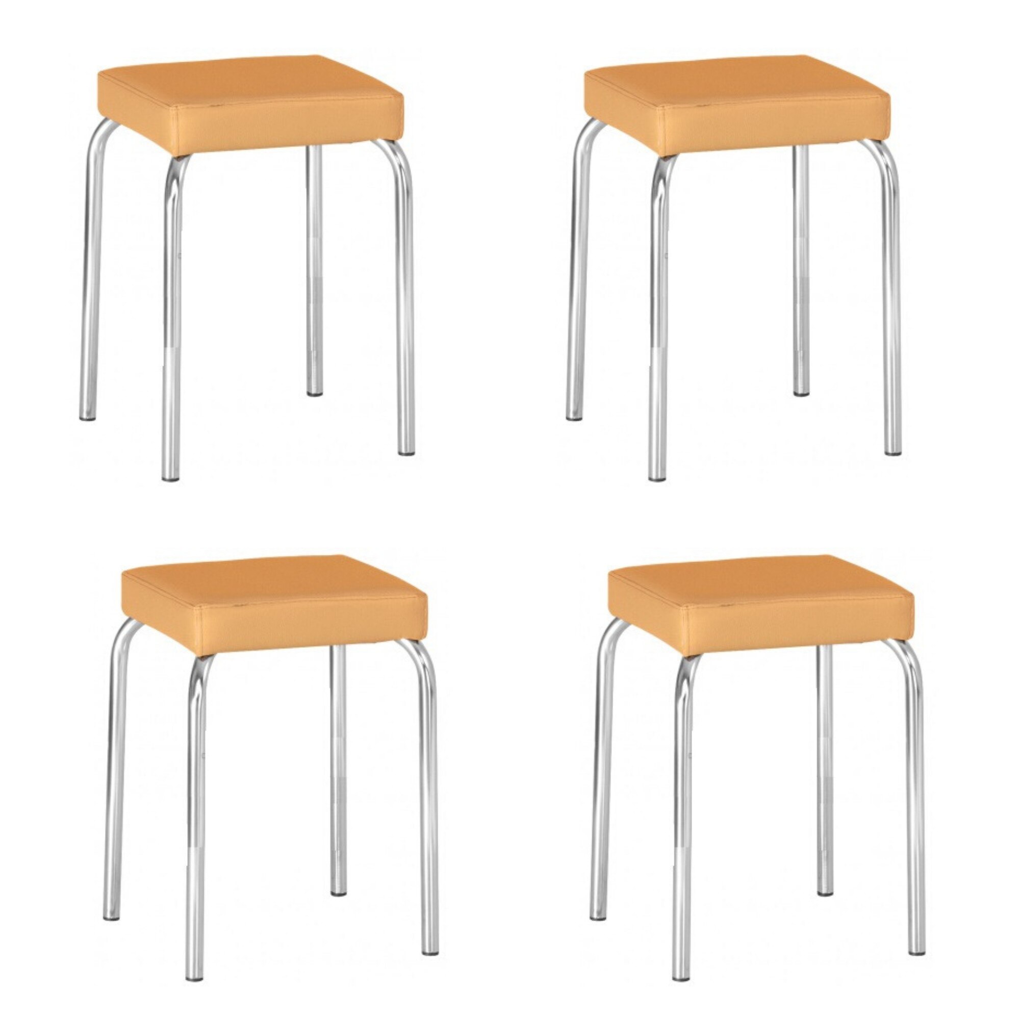 Set 4 scaune bucatarie TUTTI, piele ecologica, Ocru