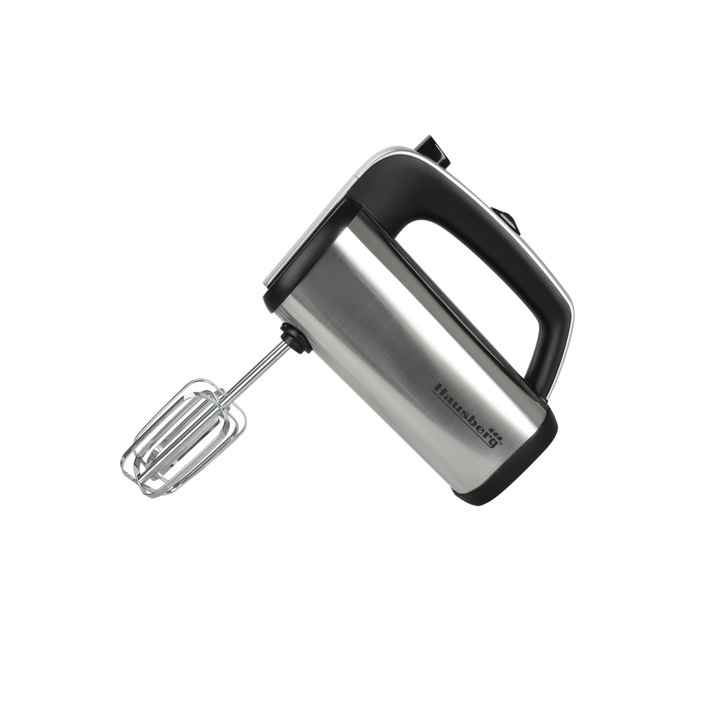 HAUSBERG HB-4201NG Kézi mixer, 5 fokozatú, rézmotor, 250W-400W, rozsdamentes acél ház, fekete