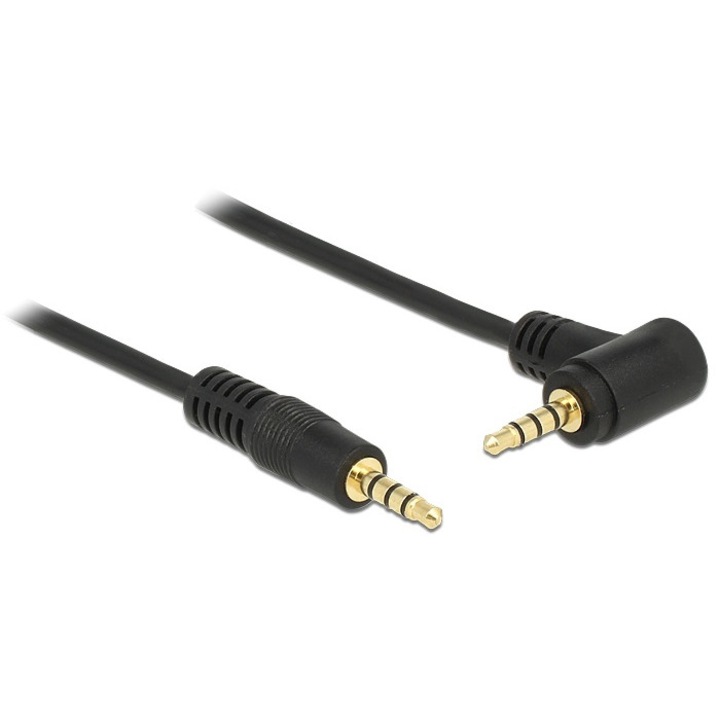 Cablu Stereo Jack 3.5 mm 4 pini unghi 2m T-T Negru, Delock 84740